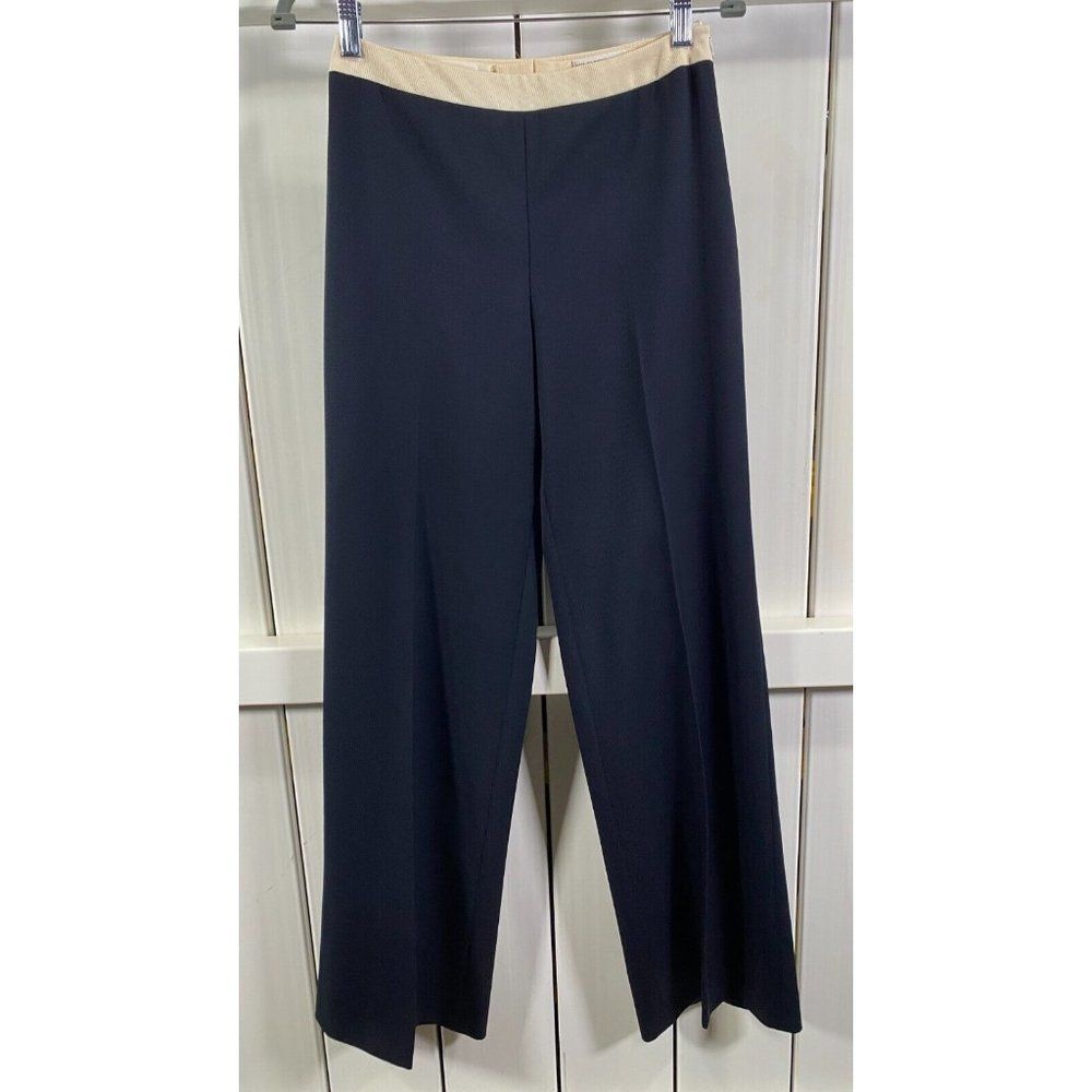 New Escada Women's 100% Pure New Wool Dress Pants Blue Flare Size 28x34